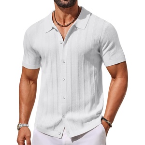 image:imageCOOFANDY Mens Knit Button Down Shirts Short Sleeve Polo Shirt for Vacation  Knit ShirtButton Up Shirt Casual Shirt Summer ShirtOld Money ClothesGoing Out ShirtBusiness Casual ShirtCrochet ShirtWhite