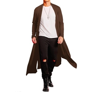 image:imageCOOFANDY Mens Lightweight Ruffle Shawl Collar Cardigan Open Front Long Length Drape Cape OvercoatBrown