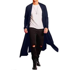 image:imageCOOFANDY Mens Lightweight Ruffle Shawl Collar Cardigan Open Front Long Length Drape Cape OvercoatNavy Blue