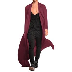 image:imageCOOFANDY Mens Lightweight Ruffle Shawl Collar Cardigan Open Front Long Length Drape Cape OvercoatRed
