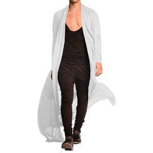 image:imageCOOFANDY Mens Lightweight Ruffle Shawl Collar Cardigan Open Front Long Length Drape Cape OvercoatWhite