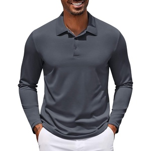 image:imageCOOFANDY Mens Long Sleeve Polo Shirt Golf Lightweight Breathable Moisture Wicking Shirt for Business Casual Work OutdoorDark Grey