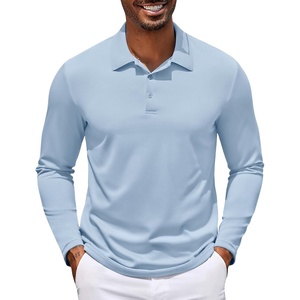 image:imageCOOFANDY Mens Long Sleeve Polo Shirt Golf Lightweight Breathable Moisture Wicking Shirt for Business Casual Work OutdoorLight Blue