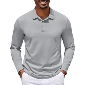 image:imageCOOFANDY Mens Long Sleeve Polo Shirt Golf Lightweight Breathable Moisture Wicking Shirt for Business Casual Work OutdoorLight Grey