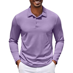 image:imageCOOFANDY Mens Long Sleeve Polo Shirt Golf Lightweight Breathable Moisture Wicking Shirt for Business Casual Work OutdoorLilac