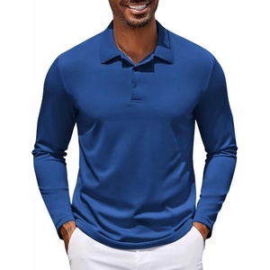 image:imageCOOFANDY Mens Long Sleeve Polo Shirt Golf Lightweight Breathable Moisture Wicking Shirt for Business Casual Work OutdoorSapphire Blue
