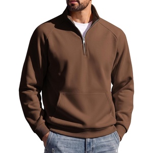 image:imageCOOFANDY Mens Quarter Zip Pullover 2026 Fleece Mock Neck Casual Sweatshirt  Cotton Blend Soft amp WrinkleResistant Lightly Brushed Fleece InteriorBrown