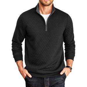 image:imageCOOFANDY Mens Quarter Zip Pullover Casual Mock Neck Quilted Sweatshirt 2026  Smooth metal zipper sweater warm without bulk long sleeve regular fit fall winterBlack 01