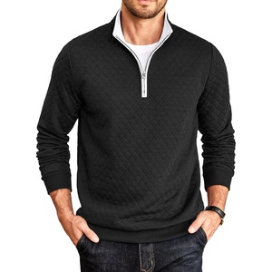 image:imageCOOFANDY Mens Quarter Zip Pullover Casual Mock Neck Quilted Sweatshirt 2026  Smooth metal zipper sweater warm without bulk long sleeve regular fit fall winterBlack 02