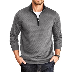 image:imageCOOFANDY Mens Quarter Zip Pullover Casual Mock Neck Quilted Sweatshirt 2026  Smooth metal zipper sweater warm without bulk long sleeve regular fit fall winterDark Grey