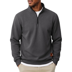 image:imageCOOFANDY Mens Quarter Zip Pullover Fleece Casual Long Sleeve Polo Sweater  14 Zip Pullover Fleece Lined Color Black Collar Sweatshirt Long Sleeve Sweater Casual Vintage Classic Fall WinterGrey
