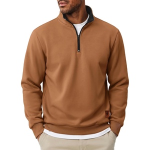 image:imageCOOFANDY Mens Quarter Zip Pullover Fleece Casual Long Sleeve Polo Sweater  14 Zip Pullover Fleece Lined Color Black Collar Sweatshirt Long Sleeve Sweater Casual Vintage Classic Fall WinterLight Brown