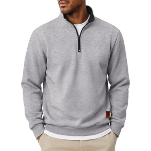image:imageCOOFANDY Mens Quarter Zip Pullover Fleece Casual Long Sleeve Polo Sweater  14 Zip Pullover Fleece Lined Color Black Collar Sweatshirt Long Sleeve Sweater Casual Vintage Classic Fall WinterLight Grey