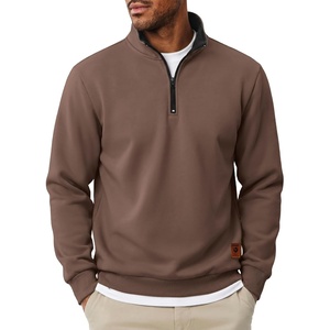 image:imageCOOFANDY Mens Quarter Zip Pullover Fleece Casual Long Sleeve Polo Sweater  14 Zip Pullover Fleece Lined Color Black Collar Sweatshirt Long Sleeve Sweater Casual Vintage Classic Fall WinterBrown