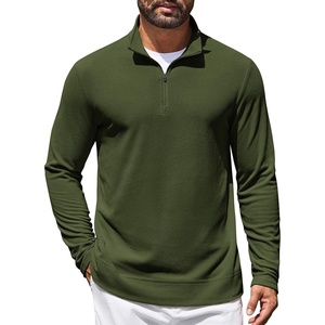 image:imageCOOFANDY Mens Quarter Zip Pullover Lightweight Waffle Mock Neck Sweatshirts  14 Zip Sweatshirt Breathable Waffle Texture Long Sleeve Solid Color Warm for Fall Winter Layering Daily Casual WearArmy Green