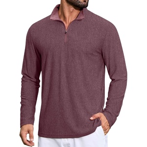 image:imageCOOFANDY Mens Quarter Zip Pullover Long Sleeve Mock Neck Athletic TShirts Casual Lightweight Golf ShirtBrick Red