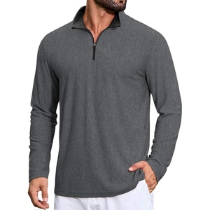 image:imageCOOFANDY Mens Quarter Zip Pullover Long Sleeve Mock Neck Athletic TShirts Casual Lightweight Golf ShirtGrey Heather