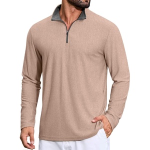 image:imageCOOFANDY Mens Quarter Zip Pullover Long Sleeve Mock Neck Athletic TShirts Casual Lightweight Golf ShirtKhaki