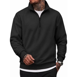 image:imageCOOFANDY Mens Quarter Zip Pullover Sweatshirt Fleece Mock Neck with Pocket  Quarter Zip Mock Neck Collar Cotton Fleece Lined Side Pocket Long Sleeve Business Casual Office Wear Fall WinterBlack