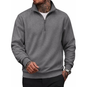 image:imageCOOFANDY Mens Quarter Zip Pullover Sweatshirt Fleece Mock Neck with Pocket  Quarter Zip Mock Neck Collar Cotton Fleece Lined Side Pocket Long Sleeve Business Casual Office Wear Fall WinterDark Gray