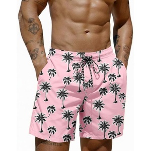 image:imageCOOFANDY Mens Swim Trunks 7 inch Bathing Suit with Mesh Liner Swim Shorts  Quick Dry Fabric Lightweight Stretch Material Breathable Mesh Brief Liner Swimming Summer Beach Vacation Mens SwimwearPink Coconut Tree