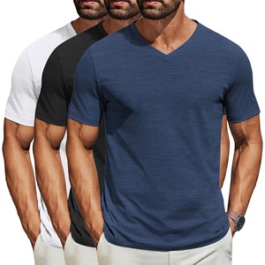 image:imageCOOFANDY Mens T Shirts Short Sleeve Classic V Neck Casual Summer Basic Tee  Textured Classic Plain Shirts Soft Lightweight Breathable T Shirt Daily Use Office Going Out Top for MenYblackWhiteNavy Blue3 Pack