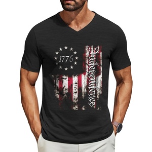 image:imageCOOFANDY Mens T Shirts Short Sleeve Classic V Neck Casual Summer Basic Tee  Textured Classic Plain Shirts Soft Lightweight Breathable T Shirt Daily Use Office Going Out Top for MenYblack Independence Flag