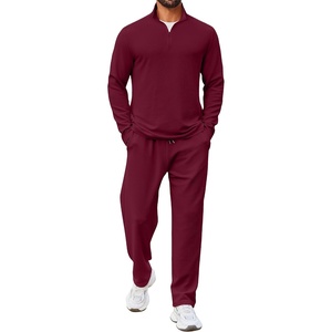 image:imageCOOFANDY Mens Track suit 2 Piece Athletic Sweatsuit Casual Sport Outfit Set  Mens Athletic Running Jogging Outfits Antipilling and Soft fabric Flexible and Comfort Doublesided slant PocketsDark Red