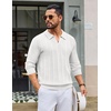 image:imageCOOFANDY Mens Knit Long Sleeve Polo Shirt Sweater VNeck Textured Pullover  Polo Collared Sweater Casual Shirt Soft Textured Knit Golf Polo Sweater With VNeck Collar Ribbed Cuffs Fall WinterWhite