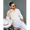 image:imageCOOFANDY Mens Knit Long Sleeve Polo Shirt Sweater VNeck Textured Pullover  Polo Collared Sweater Casual Shirt Soft Textured Knit Golf Polo Sweater With VNeck Collar Ribbed Cuffs Fall WinterWhite