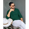 image:imageCOOFANDY Mens Knit Long Sleeve Polo Shirt Sweater VNeck Textured Pullover  Polo Collared Sweater Casual Shirt Soft Textured Knit Golf Polo Sweater With VNeck Collar Ribbed Cuffs Fall WinterEvergreen