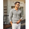 image:imageCOOFANDY Mens Knit Long Sleeve Polo Shirt Sweater VNeck Textured Pullover  Polo Collared Sweater Casual Shirt Soft Textured Knit Golf Polo Sweater With VNeck Collar Ribbed Cuffs Fall WinterLight Gray
