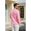 image:imageCOOFANDY Mens Knit Long Sleeve Polo Shirt Sweater VNeck Textured Pullover  Polo Collared Sweater Casual Shirt Soft Textured Knit Golf Polo Sweater With VNeck Collar Ribbed Cuffs Fall WinterPink