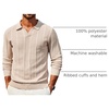 image:imageCOOFANDY Mens Knit Long Sleeve Polo Shirt Sweater VNeck Textured Pullover  Polo Collared Sweater Casual Shirt Soft Textured Knit Golf Polo Sweater With VNeck Collar Ribbed Cuffs Fall WinterLight Khaki