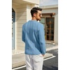 image:imageCOOFANDY Mens Knit Long Sleeve Polo Shirt Sweater VNeck Textured Pullover  Polo Collared Sweater Casual Shirt Soft Textured Knit Golf Polo Sweater With VNeck Collar Ribbed Cuffs Fall WinterLight Blue