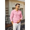 image:imageCOOFANDY Mens Knit Long Sleeve Polo Shirt Sweater VNeck Textured Pullover  Polo Collared Sweater Casual Shirt Soft Textured Knit Golf Polo Sweater With VNeck Collar Ribbed Cuffs Fall WinterPink
