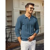 image:imageCOOFANDY Mens Knit Long Sleeve Polo Shirt Sweater VNeck Textured Pullover  Polo Collared Sweater Casual Shirt Soft Textured Knit Golf Polo Sweater With VNeck Collar Ribbed Cuffs Fall WinterDark Blue