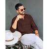 image:imageCOOFANDY Mens Knit Long Sleeve Polo Shirt Sweater VNeck Textured Pullover  Polo Collared Sweater Casual Shirt Soft Textured Knit Golf Polo Sweater With VNeck Collar Ribbed Cuffs Fall WinterBrown