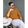 image:imageCOOFANDY Mens Knit Long Sleeve Polo Shirt Sweater VNeck Textured Pullover  Polo Collared Sweater Casual Shirt Soft Textured Knit Golf Polo Sweater With VNeck Collar Ribbed Cuffs Fall WinterYellow