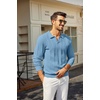 image:imageCOOFANDY Mens Knit Long Sleeve Polo Shirt Sweater VNeck Textured Pullover  Polo Collared Sweater Casual Shirt Soft Textured Knit Golf Polo Sweater With VNeck Collar Ribbed Cuffs Fall WinterLight Blue