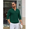 image:imageCOOFANDY Mens Knit Long Sleeve Polo Shirt Sweater VNeck Textured Pullover  Polo Collared Sweater Casual Shirt Soft Textured Knit Golf Polo Sweater With VNeck Collar Ribbed Cuffs Fall WinterEvergreen
