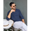 image:imageCOOFANDY Mens Knit Long Sleeve Polo Shirt Sweater VNeck Textured Pullover  Polo Collared Sweater Casual Shirt Soft Textured Knit Golf Polo Sweater With VNeck Collar Ribbed Cuffs Fall WinterNavy Blue