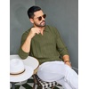 image:imageCOOFANDY Mens Knit Long Sleeve Polo Shirt Sweater VNeck Textured Pullover  Polo Collared Sweater Casual Shirt Soft Textured Knit Golf Polo Sweater With VNeck Collar Ribbed Cuffs Fall WinterArmy Green
