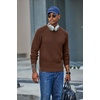 image:imageCOOFANDY Mens Sweater Crewneck Pullover Waffle Knit Long Sleeve Sweaters  Crewneck Classic Design Waffle Knit Textured Raglan Long Sleeve Soft Warm Comfort Durable Thick Stretch Regular FitBrown