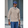 image:imageCOOFANDY Mens Sweater Crewneck Pullover Waffle Knit Long Sleeve Sweaters  Crewneck Classic Design Waffle Knit Textured Raglan Long Sleeve Soft Warm Comfort Durable Thick Stretch Regular FitKhaki