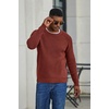 image:imageCOOFANDY Mens Sweater Crewneck Pullover Waffle Knit Long Sleeve Sweaters  Crewneck Classic Design Waffle Knit Textured Raglan Long Sleeve Soft Warm Comfort Durable Thick Stretch Regular FitWine Red
