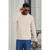 image:imageCOOFANDY Mens Sweater Crewneck Pullover Waffle Knit Long Sleeve Sweaters  Crewneck Classic Design Waffle Knit Textured Raglan Long Sleeve Soft Warm Comfort Durable Thick Stretch Regular FitBeige