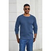 image:imageCOOFANDY Mens Sweater Crewneck Pullover Waffle Knit Long Sleeve Sweaters  Crewneck Classic Design Waffle Knit Textured Raglan Long Sleeve Soft Warm Comfort Durable Thick Stretch Regular FitDenim Blue