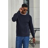 image:imageCOOFANDY Mens Sweater Crewneck Pullover Waffle Knit Long Sleeve Sweaters  Crewneck Classic Design Waffle Knit Textured Raglan Long Sleeve Soft Warm Comfort Durable Thick Stretch Regular FitDark Blue