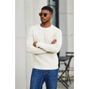 image:imageCOOFANDY Mens Sweater Crewneck Pullover Waffle Knit Long Sleeve Sweaters  Crewneck Classic Design Waffle Knit Textured Raglan Long Sleeve Soft Warm Comfort Durable Thick Stretch Regular FitWhite